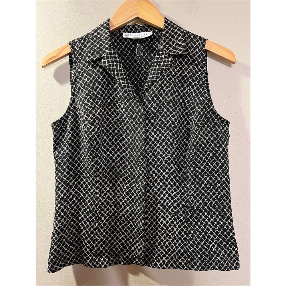 Josephine Chaus Black & Cream Geometric Sleeveless Top